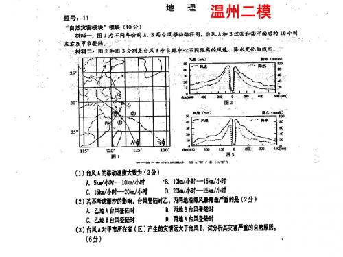 2012浙江各地市自选二模试题