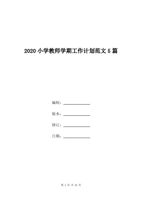 2020小学教师学期工作计划范文5篇.doc