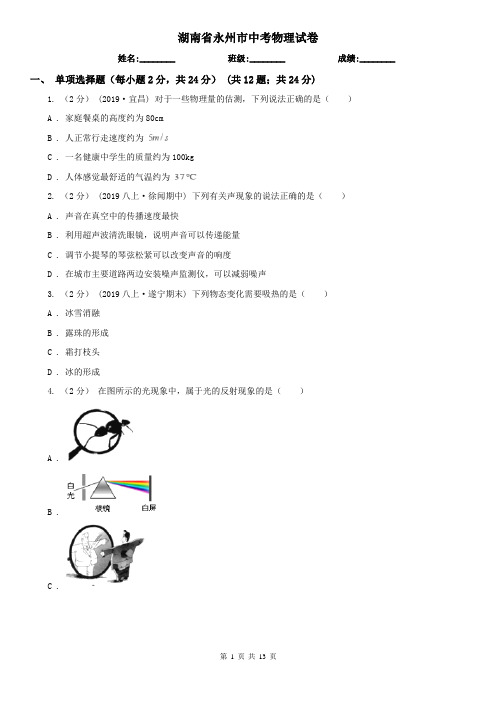 湖南省永州市中考物理试卷