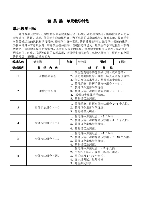 健 美 操  单元教学计划