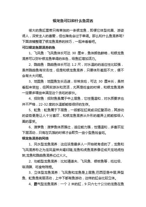 银龙鱼可以和什么鱼混养