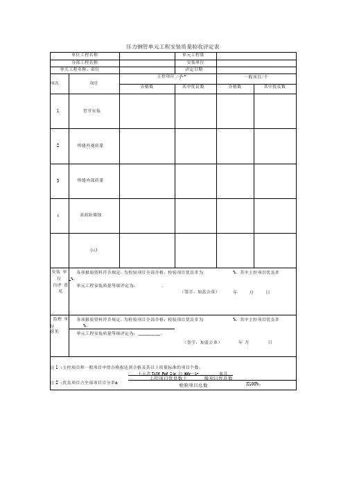 压力钢管单元工程安装质量验收评定表0001