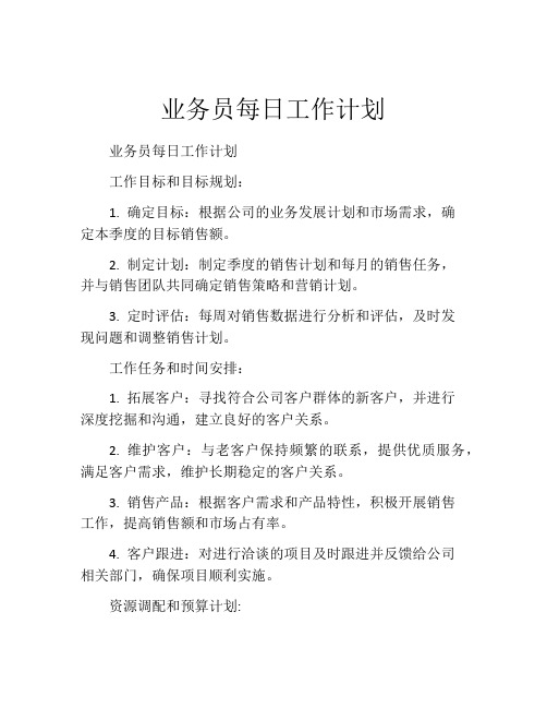 业务员每日工作计划