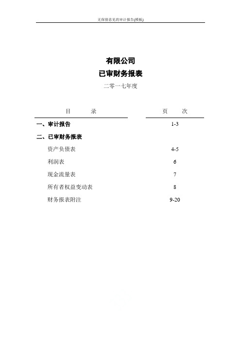 无保留意见的审计报告(模板)