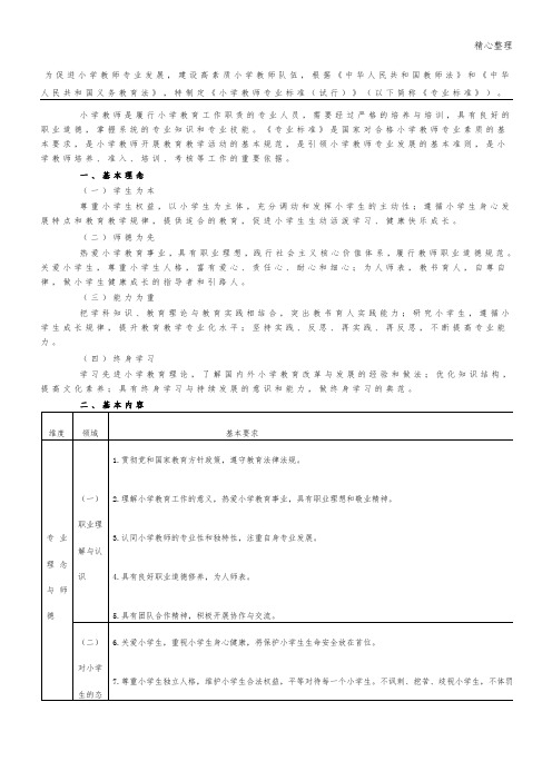 小学教师专业发展标准