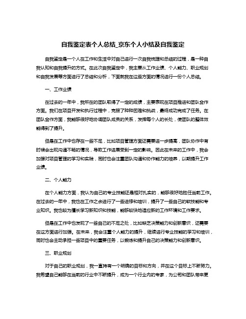 自我鉴定表个人总结_京东个人小结及自我鉴定