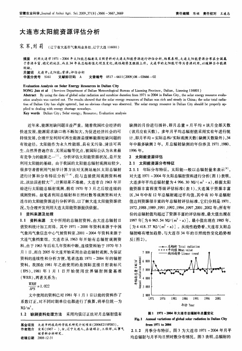 大连市太阳能资源评估分析