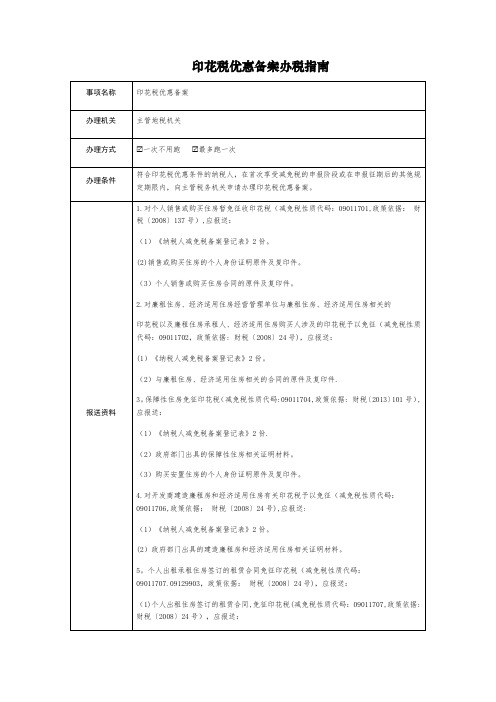 印花税优惠备案办税指南