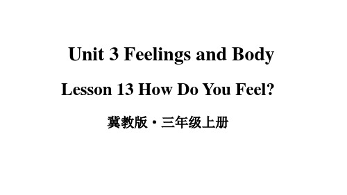 冀教版英语三年级上册Unit 3 Lesson 13 How do you feel课件