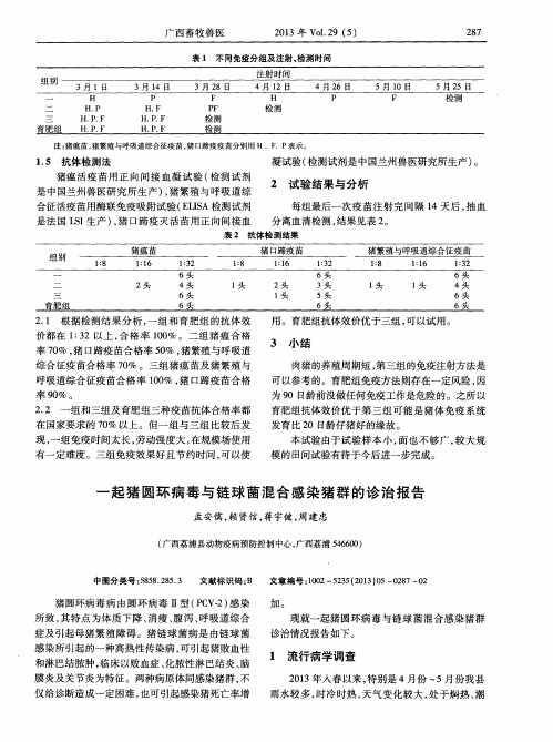 一起猪圆环病毒与链球菌混合感染猪群的诊治报告