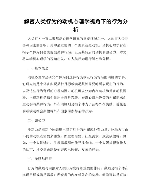 解密人类行为的动机心理学视角下的行为分析