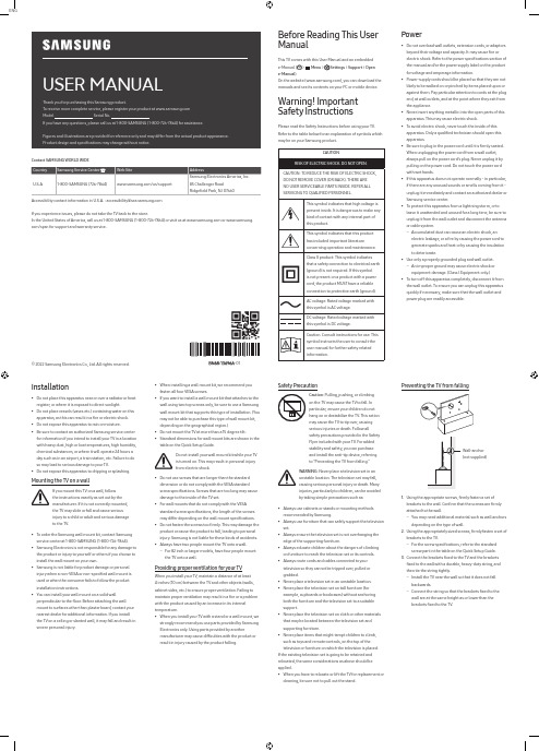 Samsung电视用户操作手册说明书