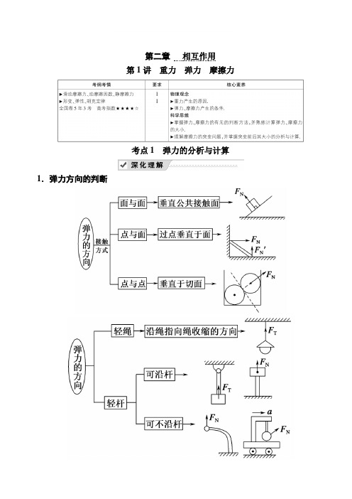 2020复习方案高考物理人教版一轮复习讲义：第二章 第1讲 重力 弹力 摩擦力 含答案