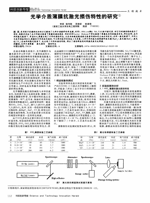 光学介质薄膜抗激光损伤特性的研究