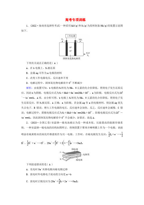 2025版新教材高中化学高考专项训练新人教版选择性必修1