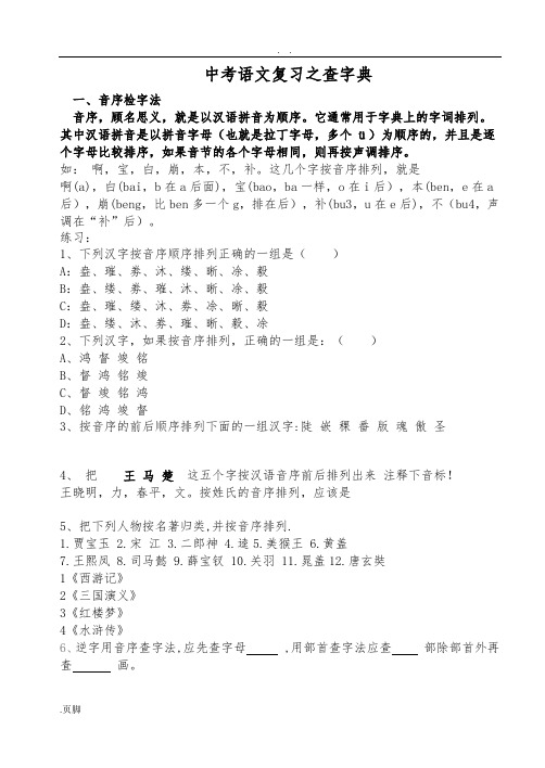 中考语文复习之查字典