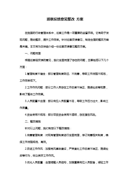 巡察反馈意见整改 方案