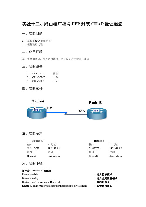 神州数码路由器广域网PPP封装CHAP验证配置