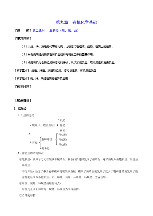 脂肪烃(烷、烯、炔)(教学设计)-2017届高三化学一轮复习