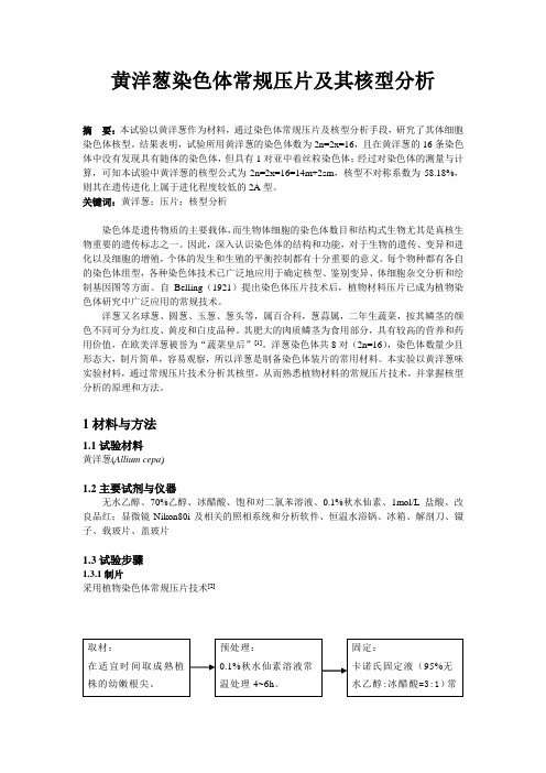 黄洋葱染色体常规压片及其核型分析