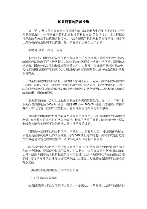 轴系断裂的防范措施
