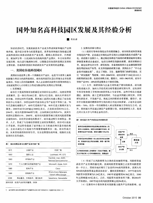 国外知名高科技园区发展及其经验分析