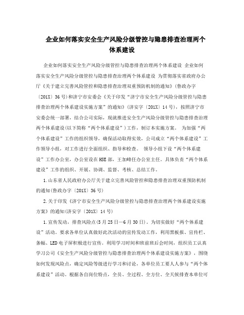 企业如何落实安全生产风险分级管控与隐患排查治理两个体系建设