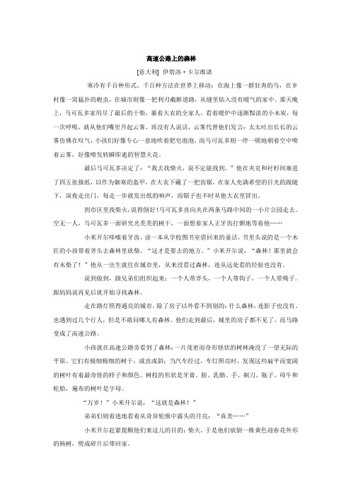 《高速公路上的森林》阅读练习及答案