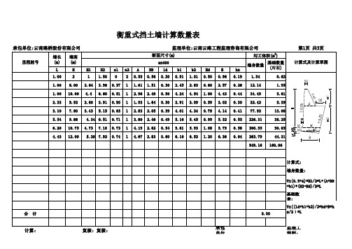 衡重式挡墙计算公式