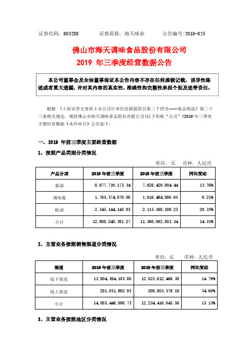 海天味业2019年Q3报告-补充说明