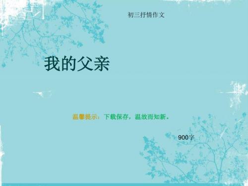 初三抒情作文《我的父亲》900字(总12页PPT)