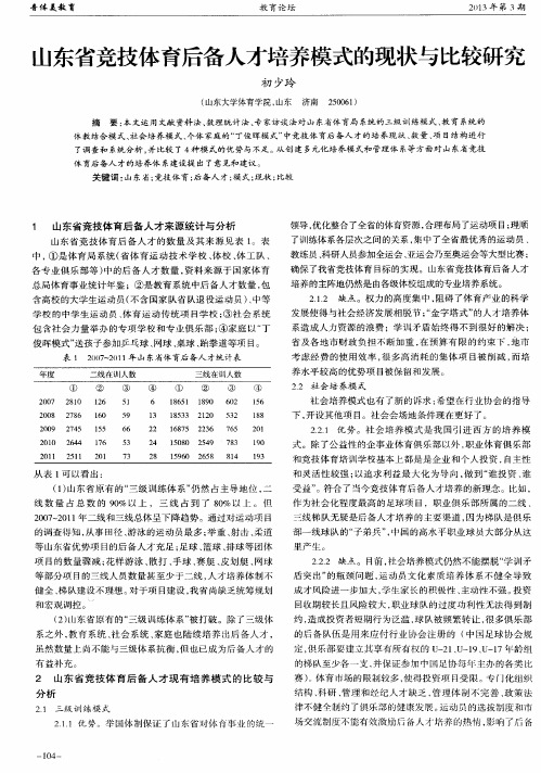 山东省竞技体育后备人才培养模式的现状与比较研究