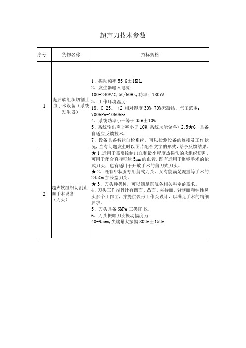 超声刀技术参数