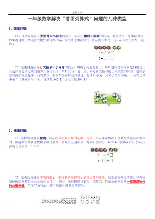 一年级数学看图列式常见题型及练习