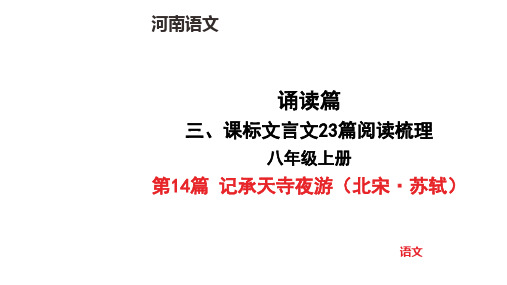 中考语文总复习八年级上册第14篇 记承天寺夜游(北宋苏轼)文言文阅读梳理