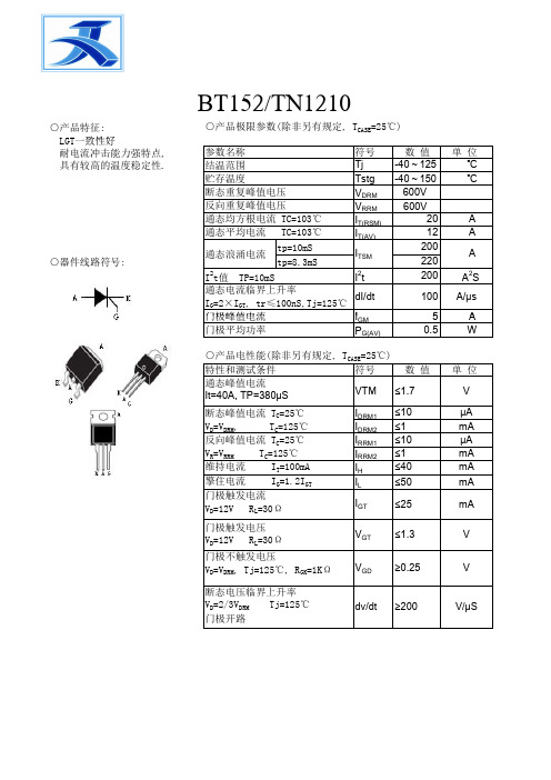 BT152-TN1210  可控硅、晶闸管