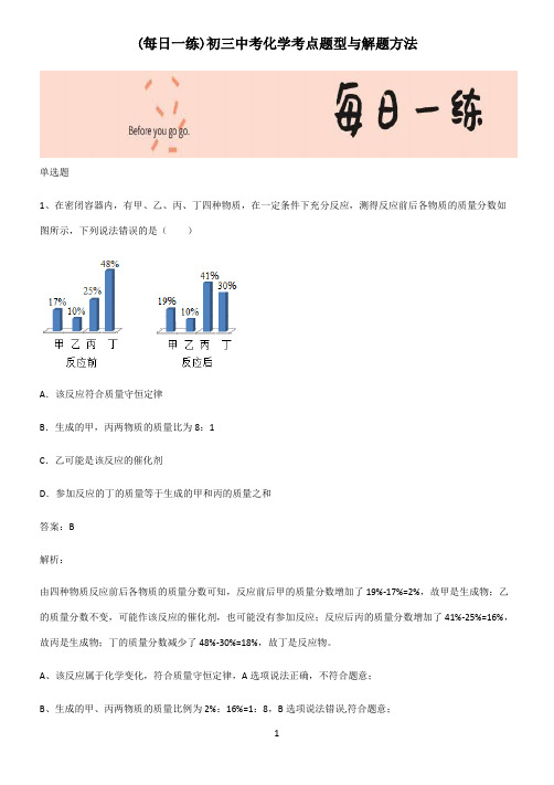 初三中考化学考点题型与解题方法