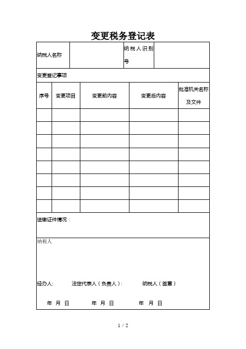 (完整版)变更税务登记表