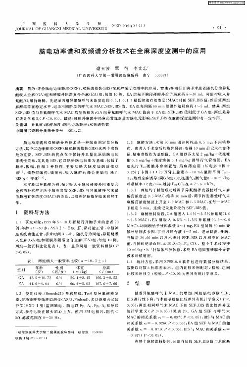 脑电功率谱和双频谱分析技术在全麻深度监测中的应用
