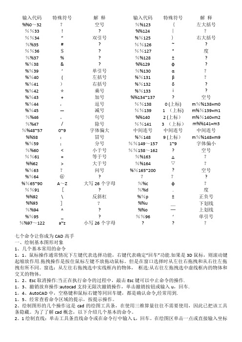CAD代码大全【范本模板】