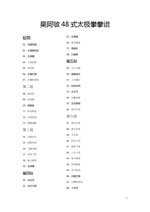 吴阿敏48式太极拳拳谱