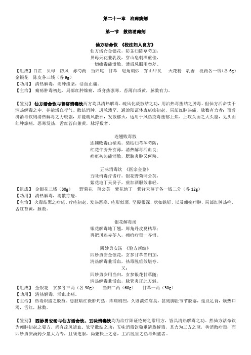 21方剂学治痈疡剂的简单归纳(含方歌)