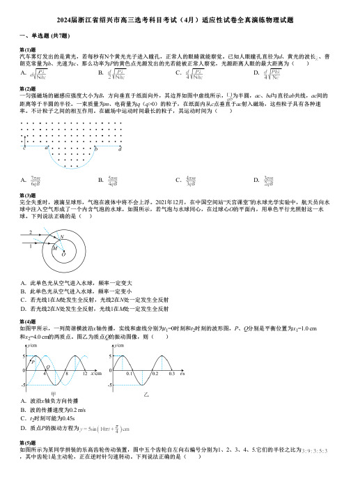 2024届浙江省绍兴市高三选考科目考试(4月)适应性试卷全真演练物理试题