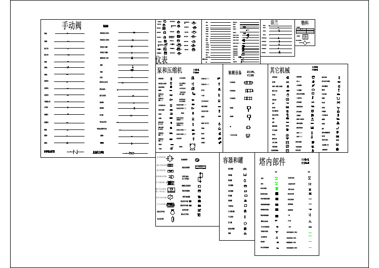 泵压缩机消防阀门管线换热器等模块符号