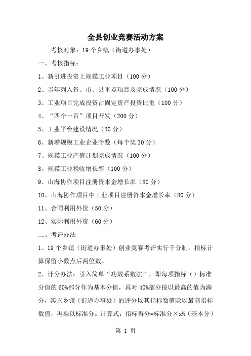 全县创业竞赛活动方案-word范文文档