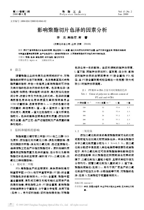 影响聚酯切片色泽的因素分析