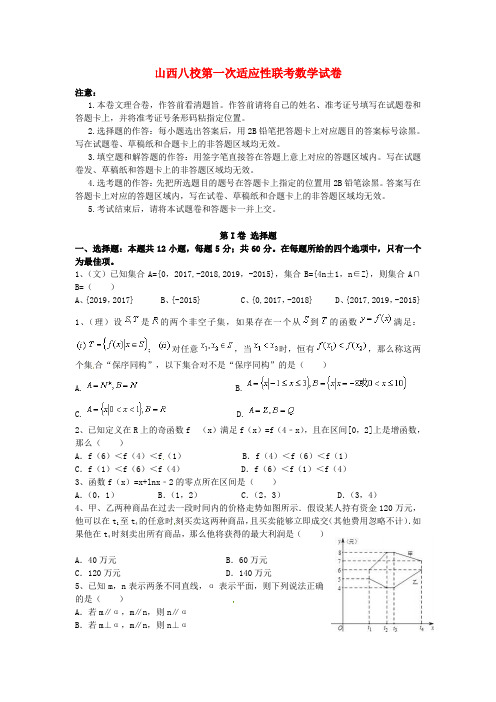 山西省三区八校2017届高三数学上学期第一次适应性考试试题