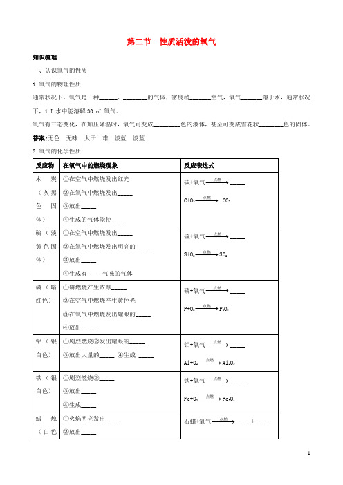 九年级化学上册 《性质活泼的氧气》知识梳理