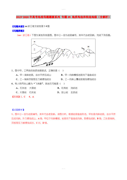 2019-2020年高考地理母题题源系列 专题09 地质构造和构造地貌(含解析)