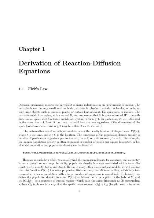 Chapter 1 Derivation of Reaction-Diffusion Equations